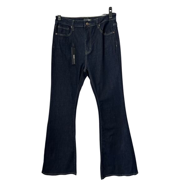 Fashion Nova Milana Sculpting Stretch Flare Jeans Size 15 Dark Wash High Waisted - Picture 1 of 12